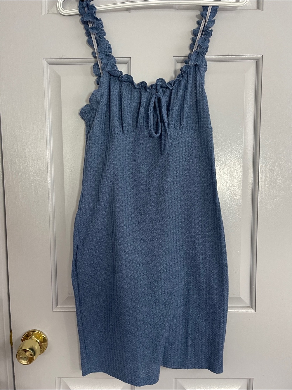 Dusty blue waffle summer dress